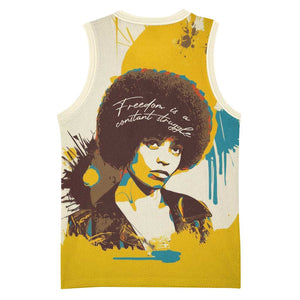 Angela Davis Basketball Jersey Bold Pop Art Style Freedom Is a Constant Struggle Quote Civil Rights Activist - African Pride