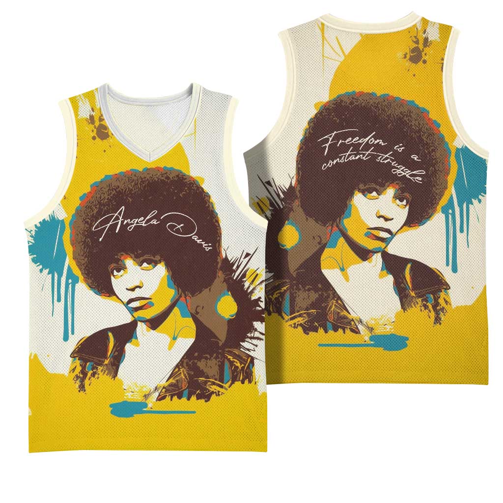 Angela Davis Basketball Jersey Bold Pop Art Style Freedom Is a Constant Struggle Quote Civil Rights Activist - African Pride