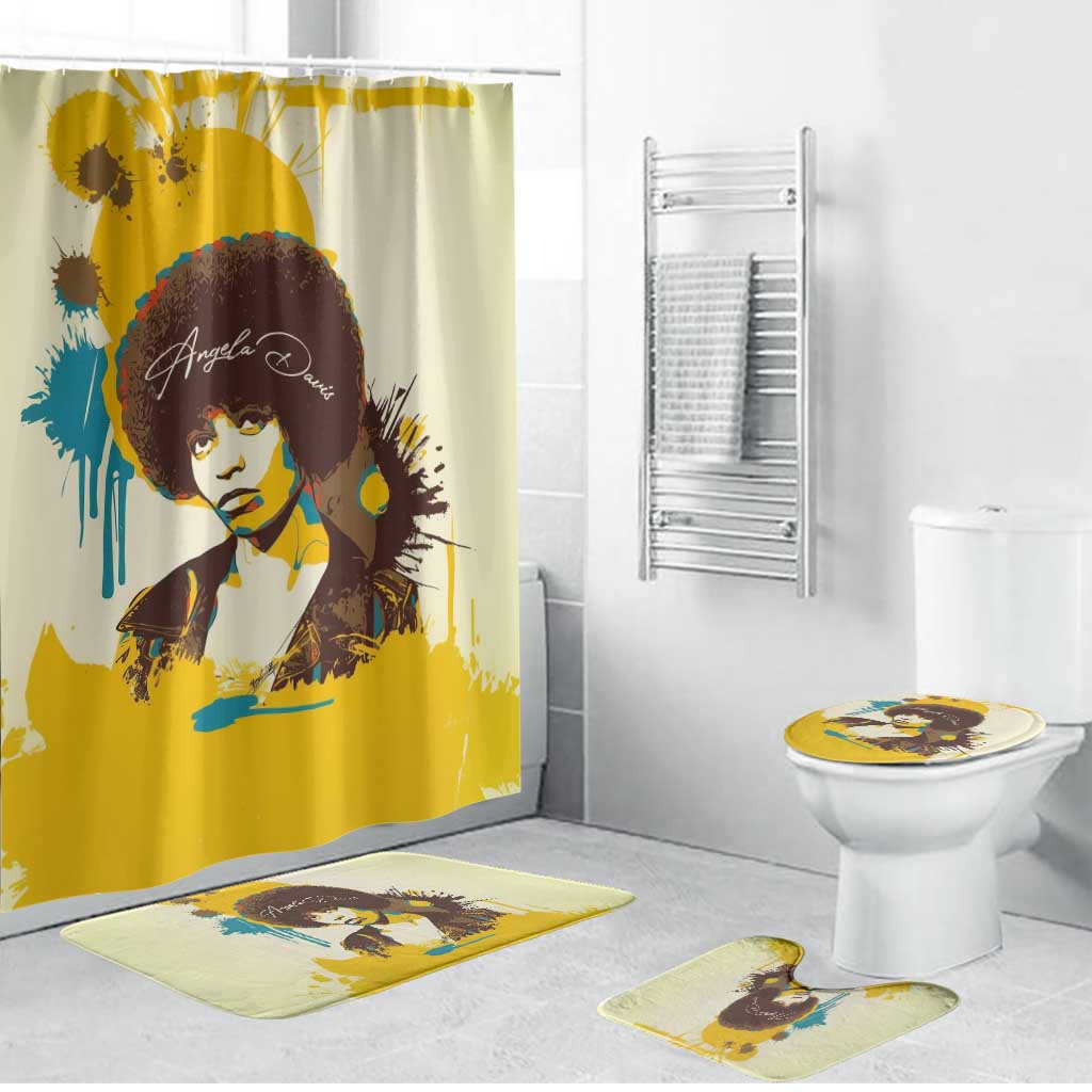 Angela Davis Bathroom Set Bold Pop Art Style Freedom Is a Constant Struggle Quote Civil Rights Activist - African Pride