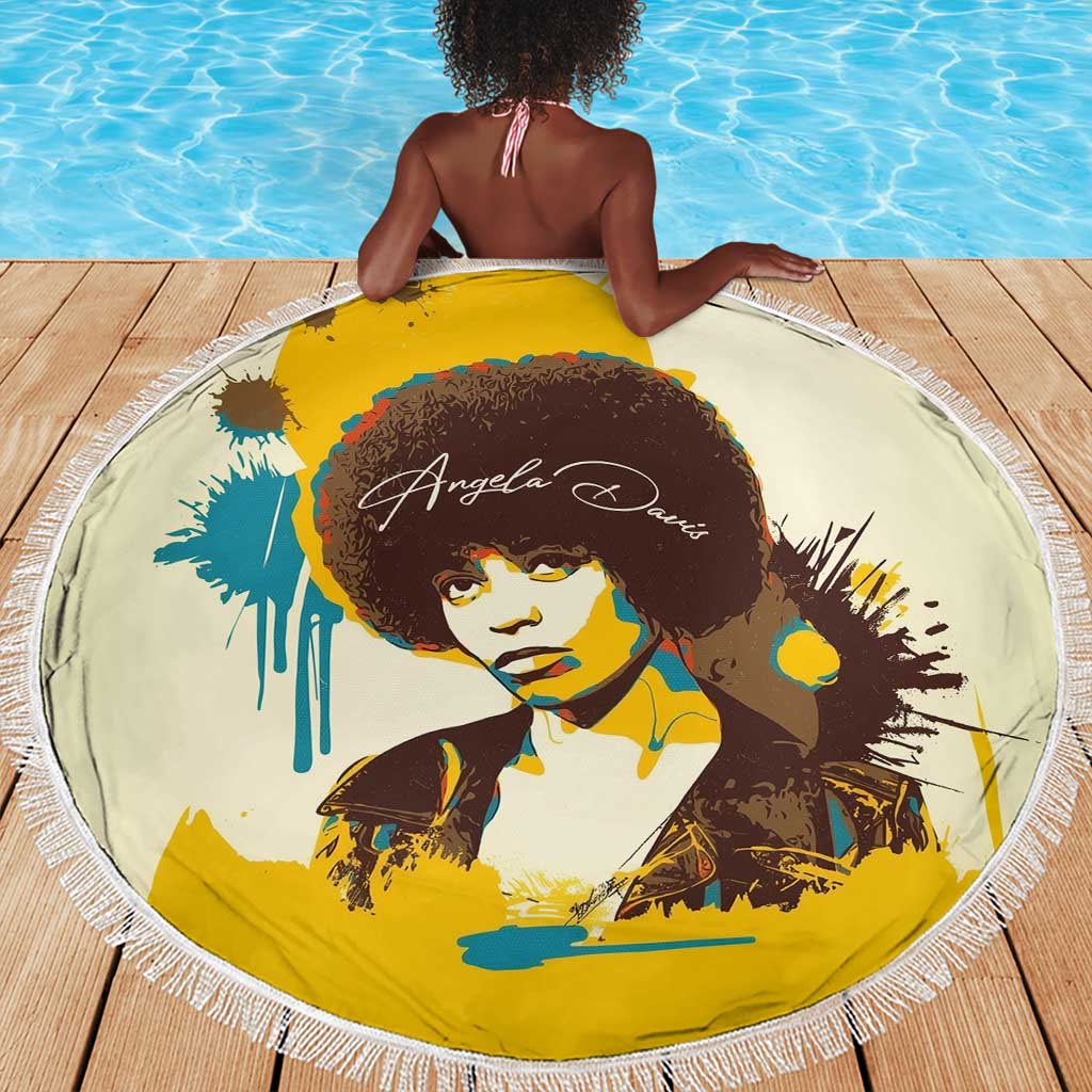 Angela Davis Beach Blanket Bold Pop Art Style Freedom Is a Constant Struggle Quote Civil Rights Activist - African Pride