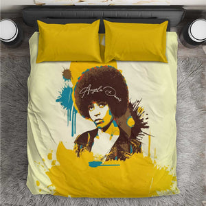 Angela Davis Bedding Set Bold Pop Art Style Freedom Is a Constant Struggle Quote Civil Rights Activist - African Pride