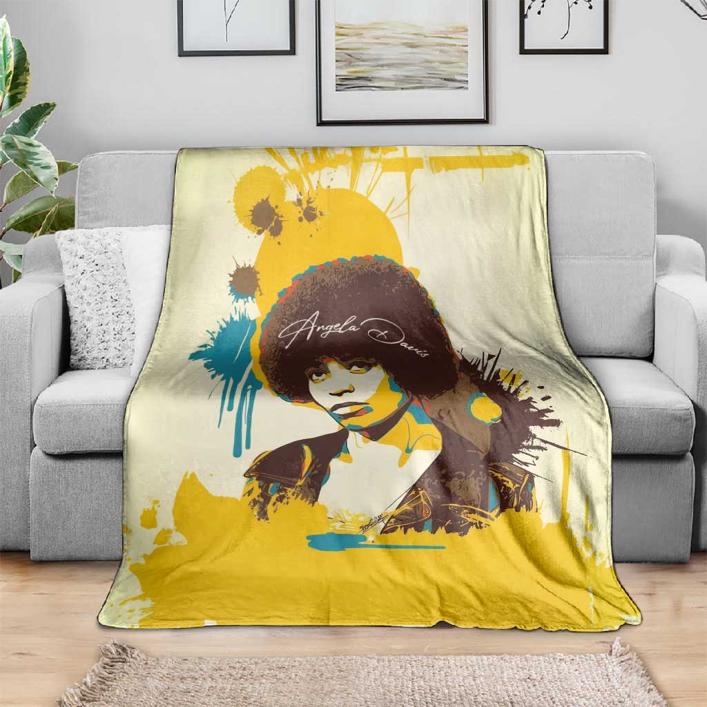 Angela Davis Blanket Bold Pop Art Style Freedom Is a Constant Struggle Quote Civil Rights Activist - African Pride