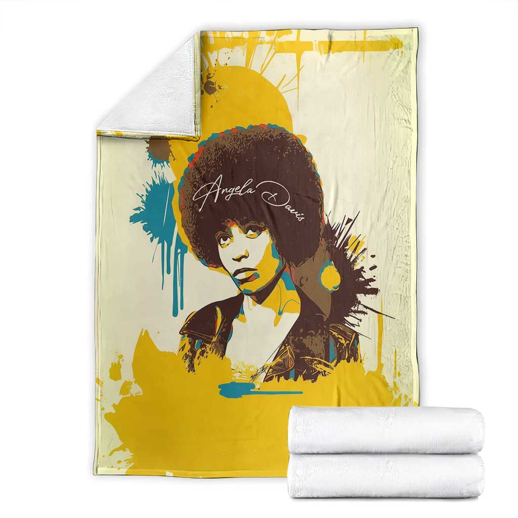 Angela Davis Blanket Bold Pop Art Style Freedom Is a Constant Struggle Quote Civil Rights Activist - African Pride