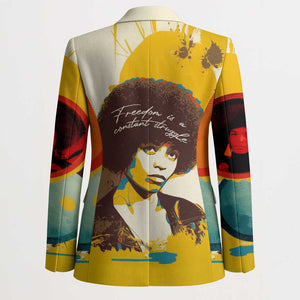Angela Davis Blazer Bold Pop Art Style Freedom Is a Constant Struggle Quote Civil Rights Activist - African Pride