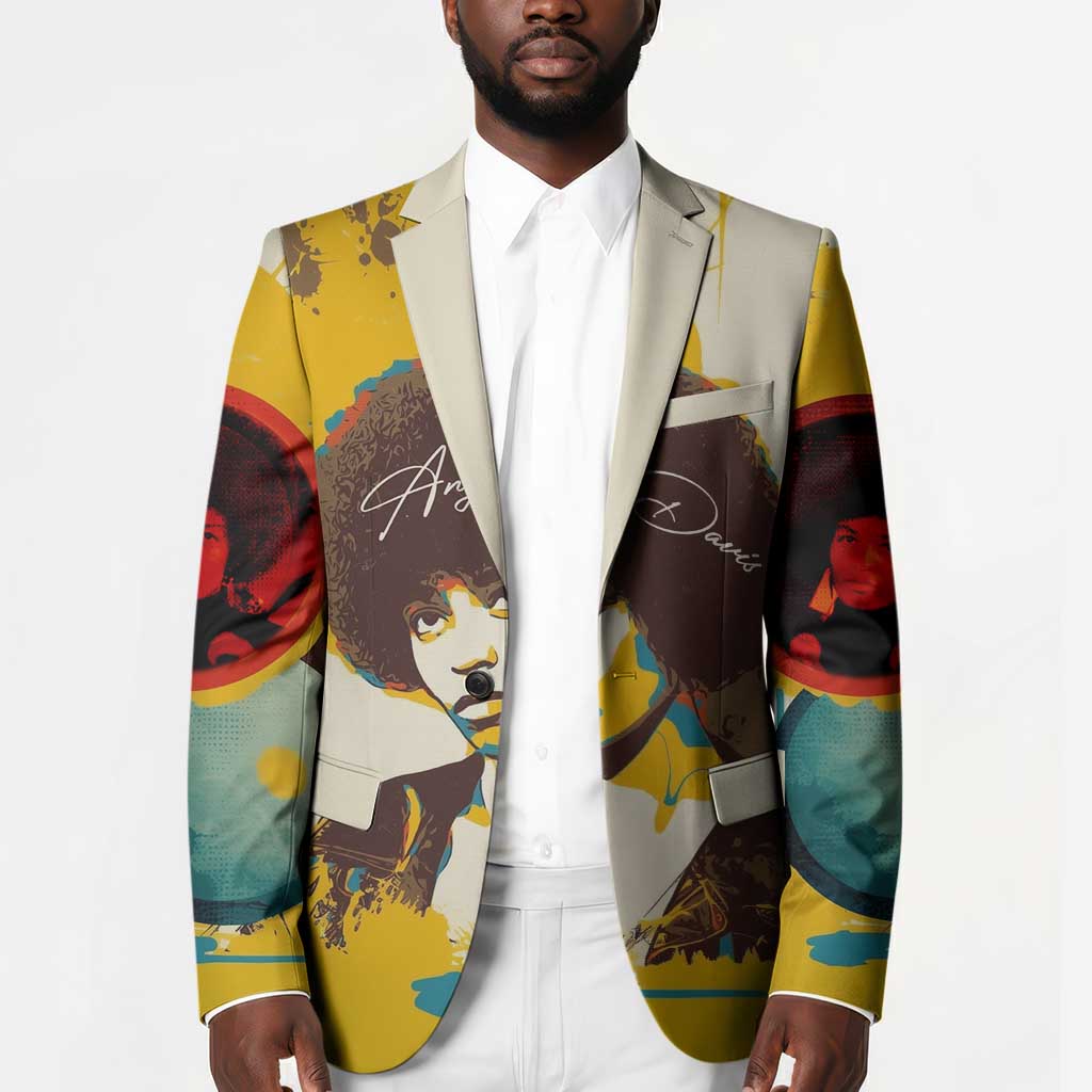 Angela Davis Blazer Bold Pop Art Style Freedom Is a Constant Struggle Quote Civil Rights Activist - African Pride