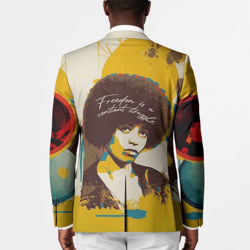 Angela Davis Blazer Bold Pop Art Style Freedom Is a Constant Struggle Quote Civil Rights Activist - African Pride