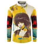 Angela Davis Button Sweatshirt Bold Pop Art Style Freedom Is a Constant Struggle Quote Civil Rights Activist