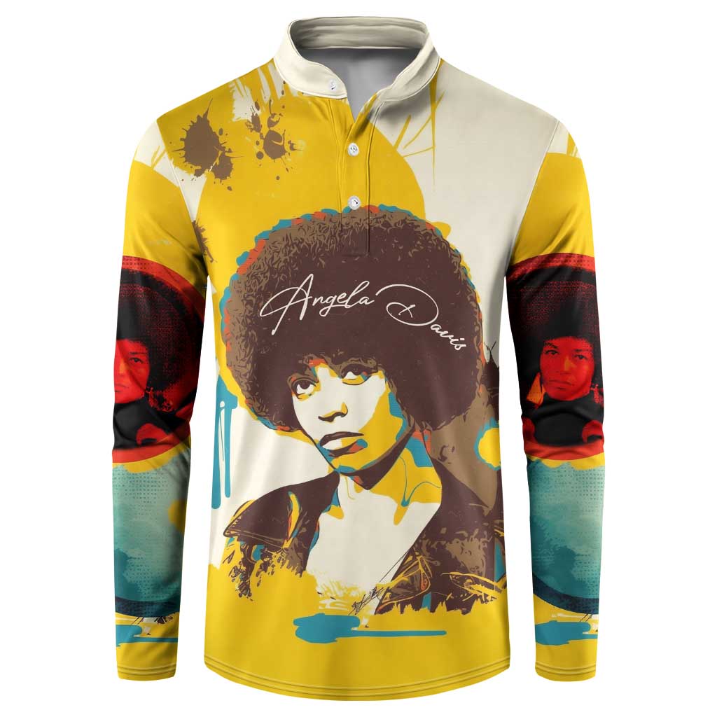 Angela Davis Button Sweatshirt Bold Pop Art Style Freedom Is a Constant Struggle Quote Civil Rights Activist