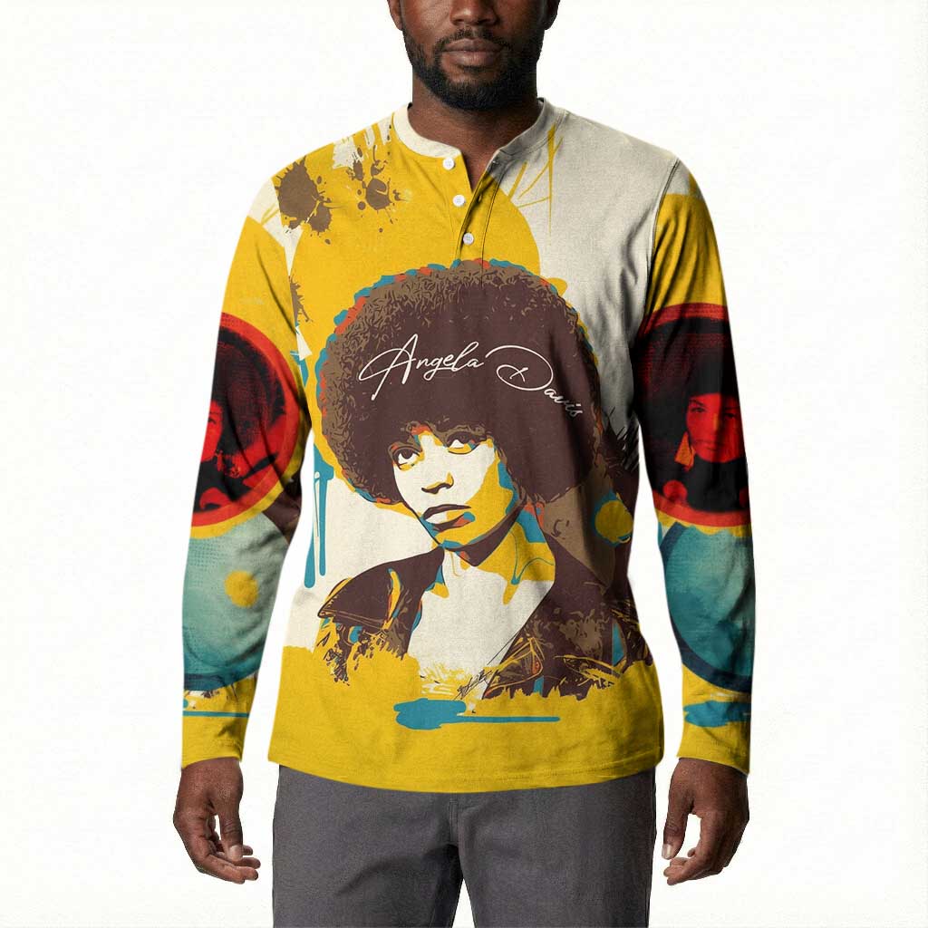 Angela Davis Button Sweatshirt Bold Pop Art Style Freedom Is a Constant Struggle Quote Civil Rights Activist