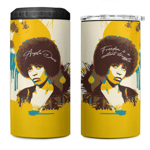 Angela Davis 4 in 1 Can Cooler Tumbler Bold Pop Art Style Freedom Is a Constant Struggle Quote Civil Rights Activist - African Pride