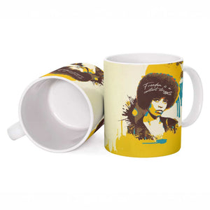 Angela Davis Ceramic Mug Bold Pop Art Style Freedom Is a Constant Struggle Quote Civil Rights Activist - African Pride