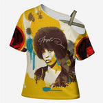 Angela Davis Cross Shoulder Shirt Bold Pop Art Style Freedom Is a Constant Struggle Quote Civil Rights Activist - African Pride