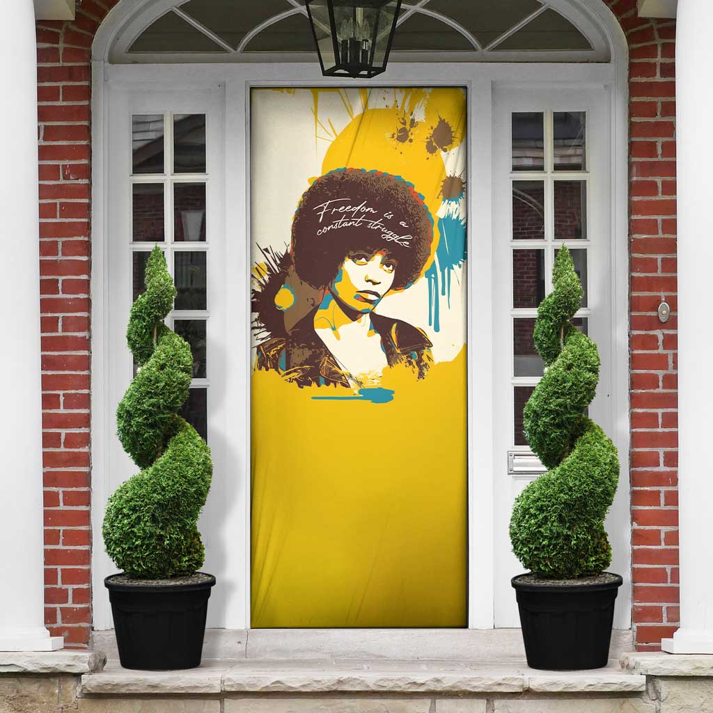 Angela Davis Door Cover Bold Pop Art Style Freedom Is a Constant Struggle Quote Civil Rights Activist - African Pride