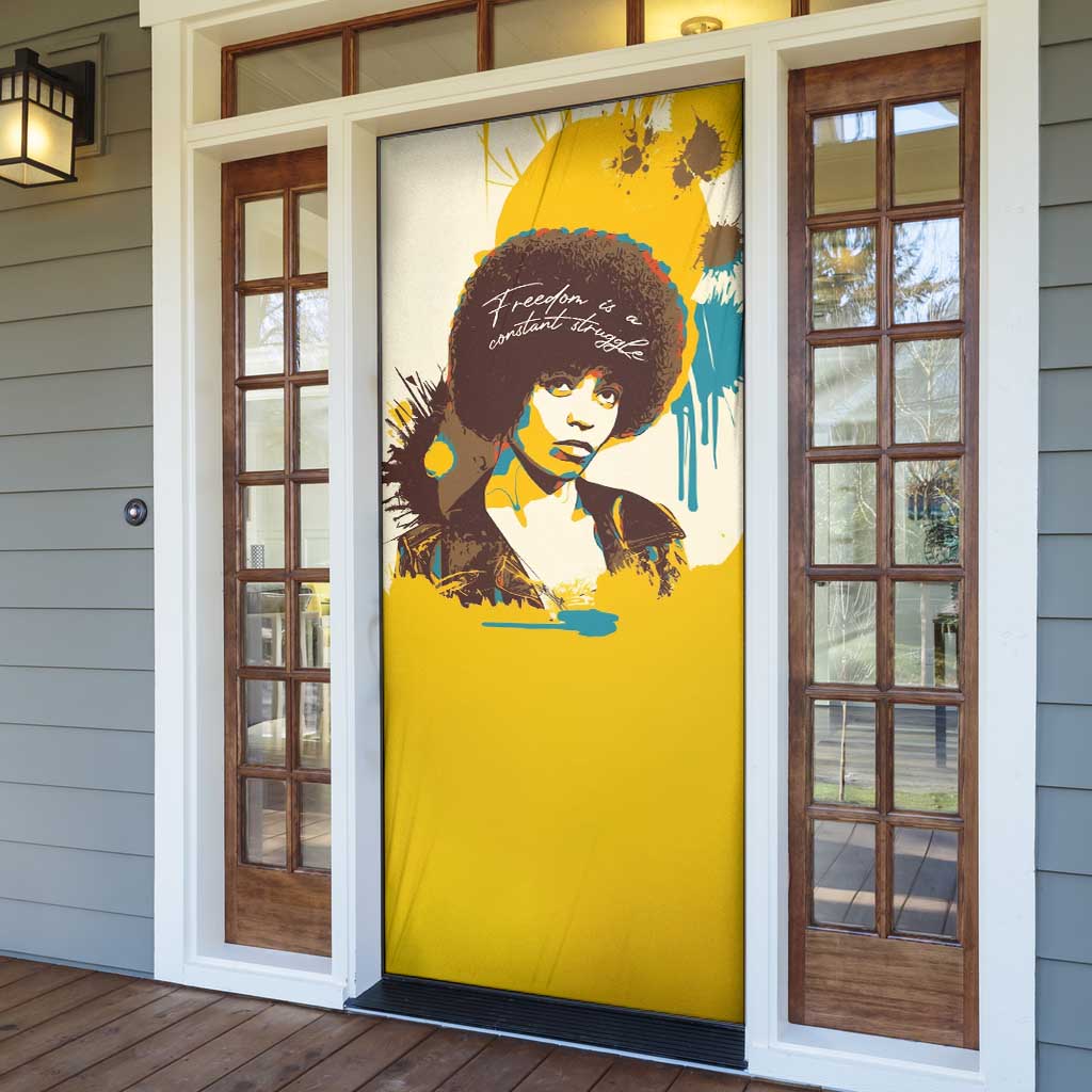 Angela Davis Door Cover Bold Pop Art Style Freedom Is a Constant Struggle Quote Civil Rights Activist - African Pride