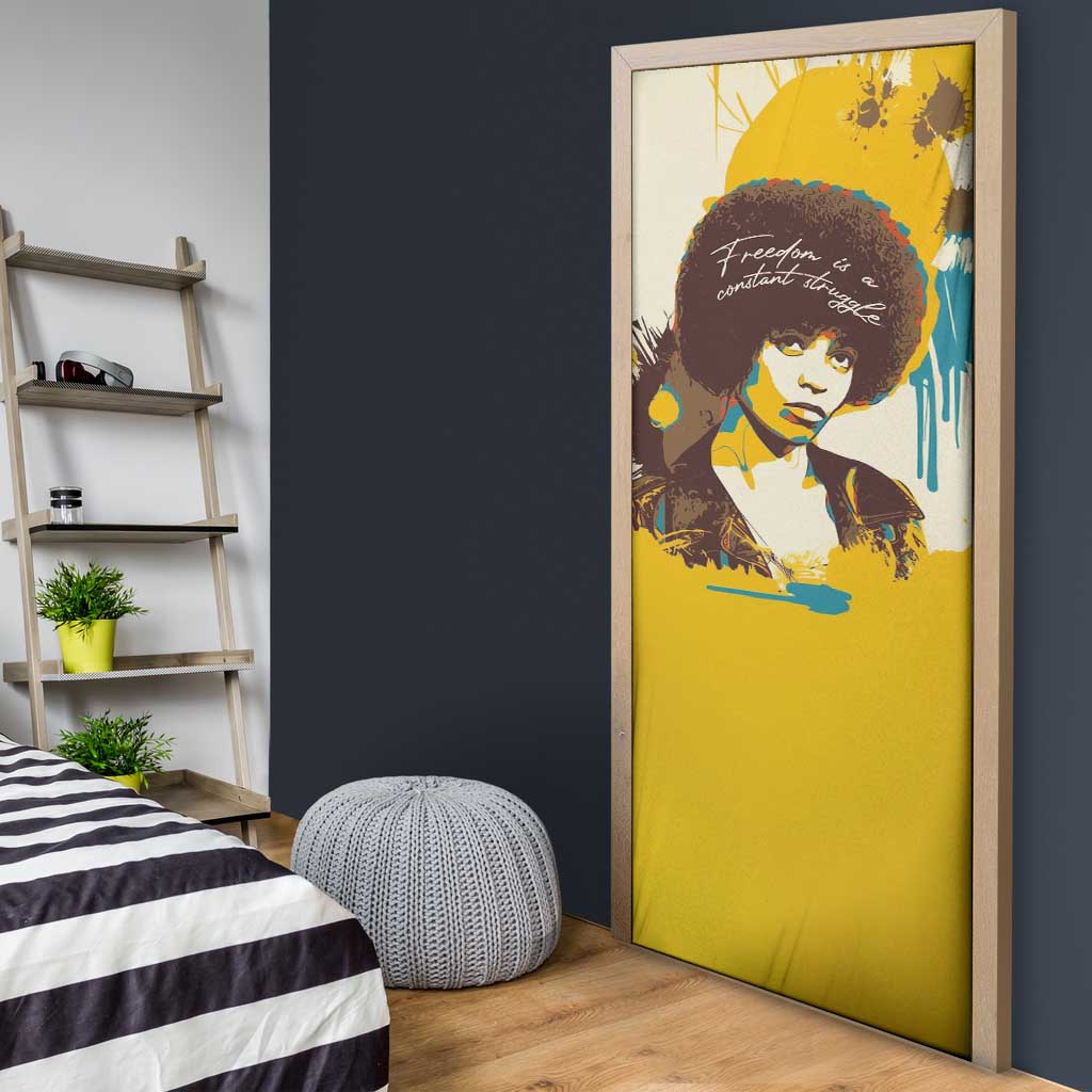Angela Davis Door Cover Bold Pop Art Style Freedom Is a Constant Struggle Quote Civil Rights Activist - African Pride