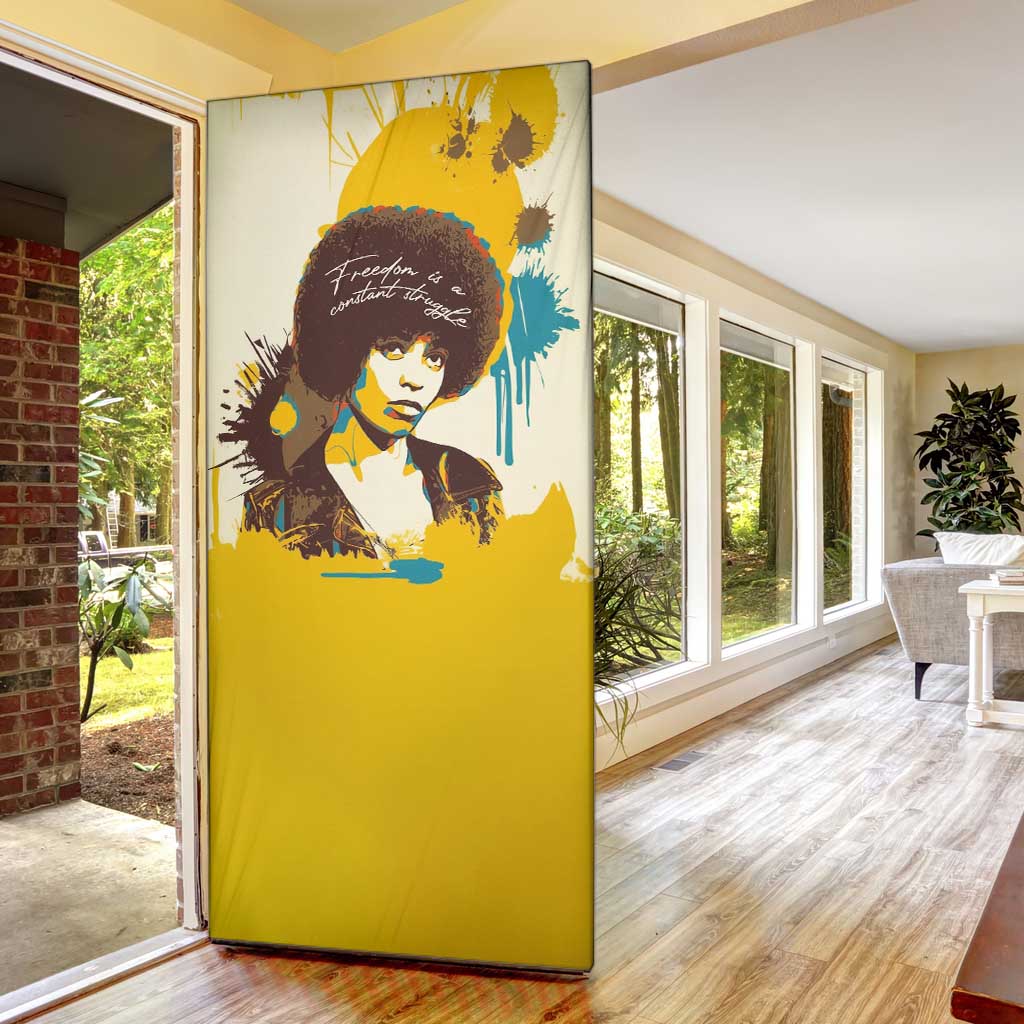 Angela Davis Door Cover Bold Pop Art Style Freedom Is a Constant Struggle Quote Civil Rights Activist - African Pride