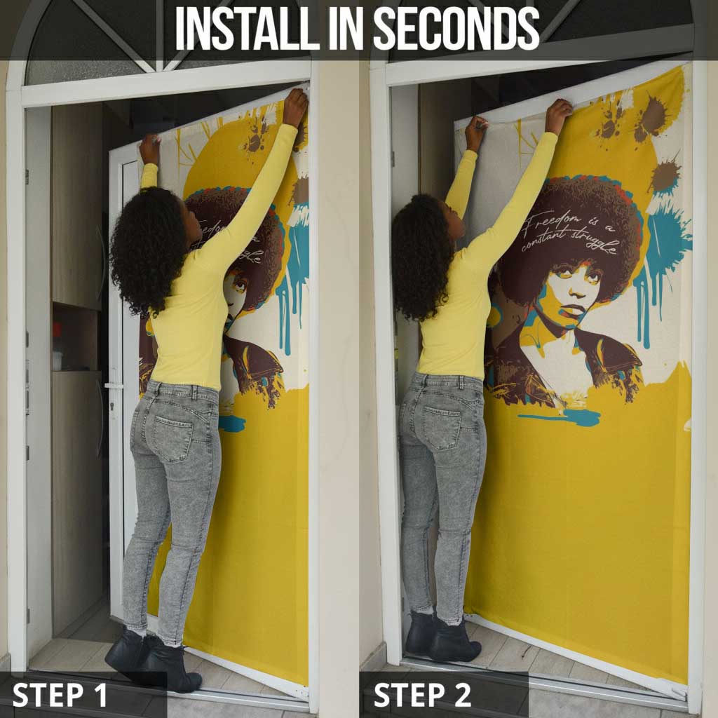 Angela Davis Door Cover Bold Pop Art Style Freedom Is a Constant Struggle Quote Civil Rights Activist - African Pride