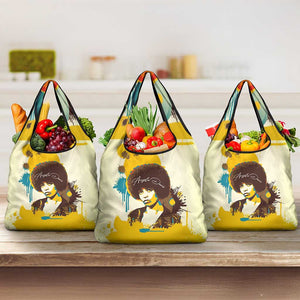 Angela Davis Grocery Bag Bold Pop Art Style Freedom Is a Constant Struggle Quote Civil Rights Activist - African Pride