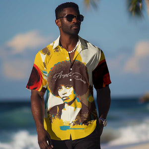 Angela Davis Hawaiian Shirt Bold Pop Art Style Freedom Is a Constant Struggle Quote Civil Rights Activist TS04