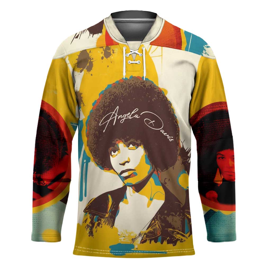 Angela Davis Hockey Jersey Bold Pop Art Style Freedom Is a Constant Struggle Quote Civil Rights Activist - African Pride