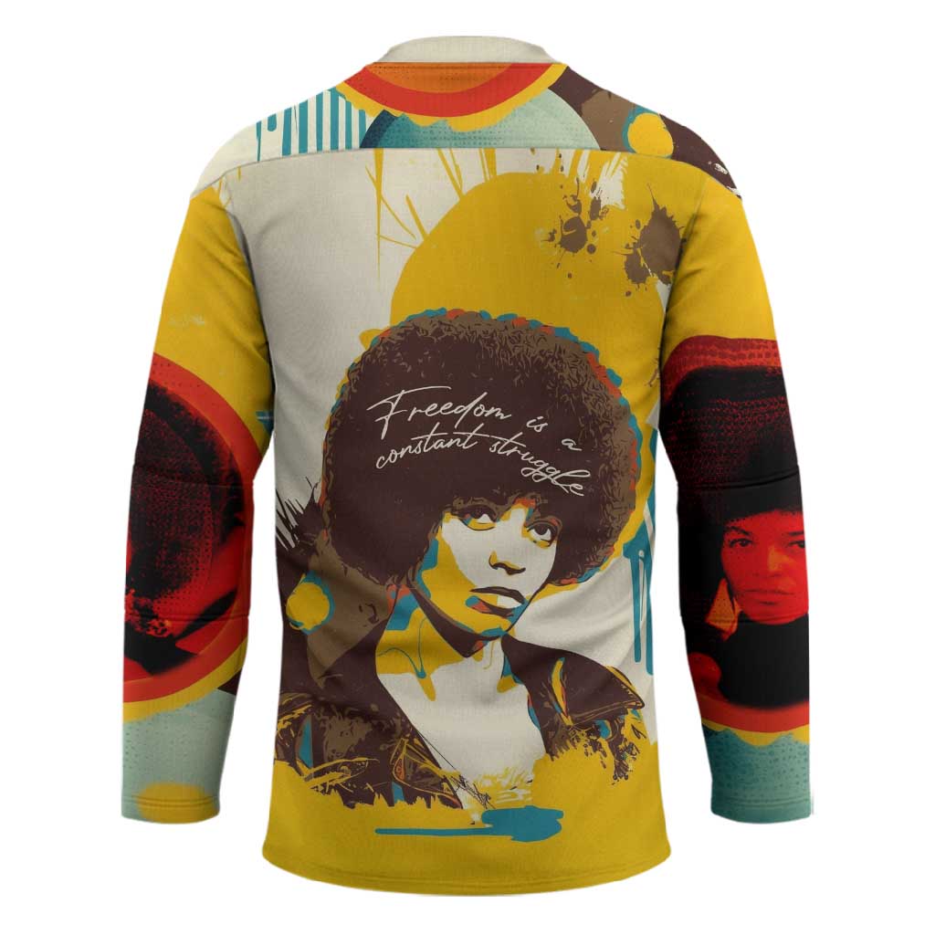 Angela Davis Hockey Jersey Bold Pop Art Style Freedom Is a Constant Struggle Quote Civil Rights Activist - African Pride