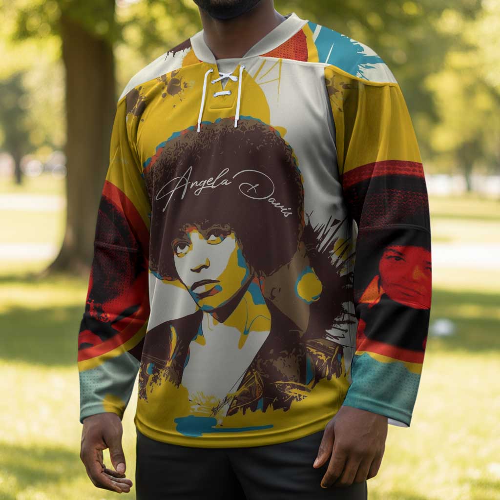 Angela Davis Hockey Jersey Bold Pop Art Style Freedom Is a Constant Struggle Quote Civil Rights Activist - African Pride