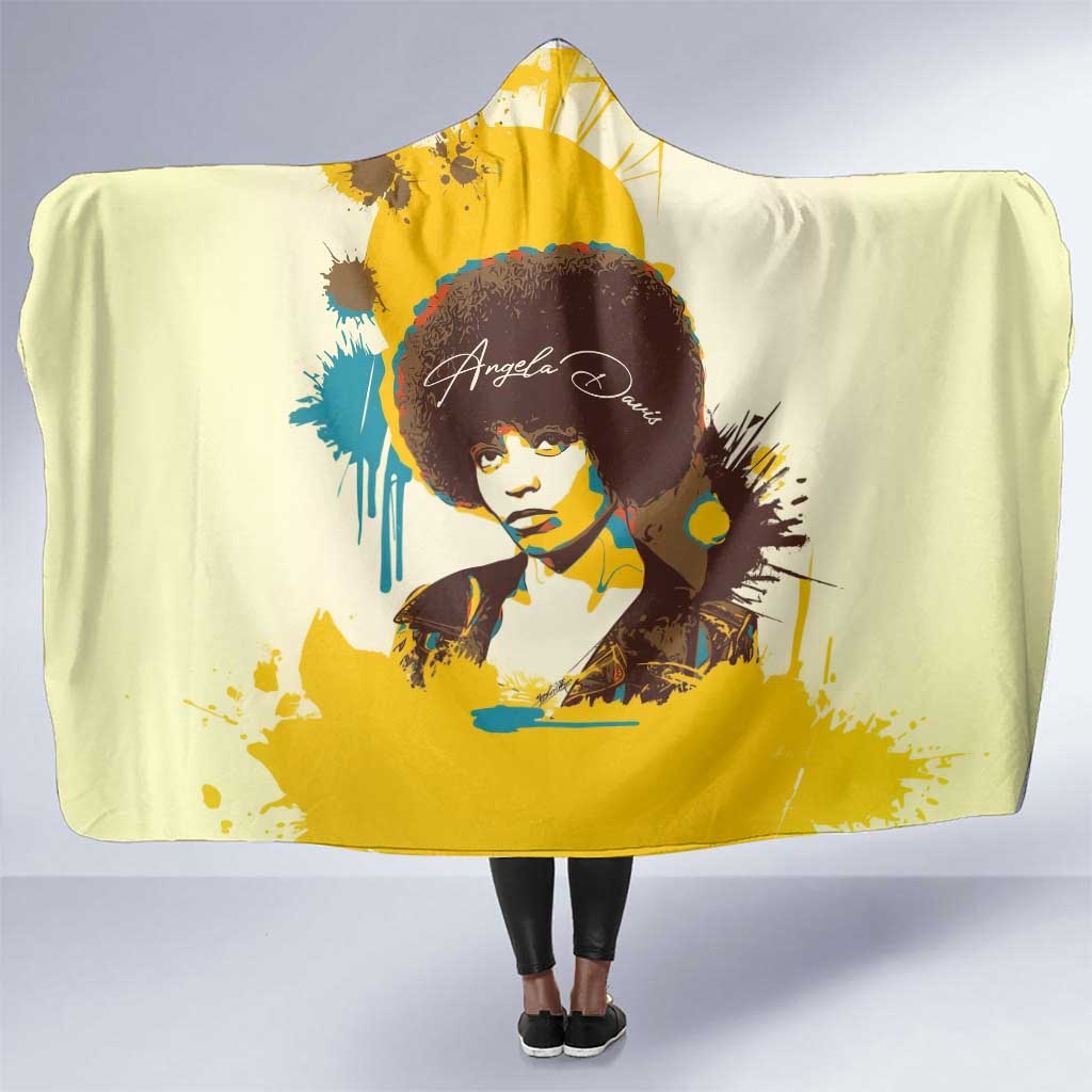 Angela Davis Hooded Blanket Bold Pop Art Style Freedom Is a Constant Struggle Quote Civil Rights Activist - African Pride