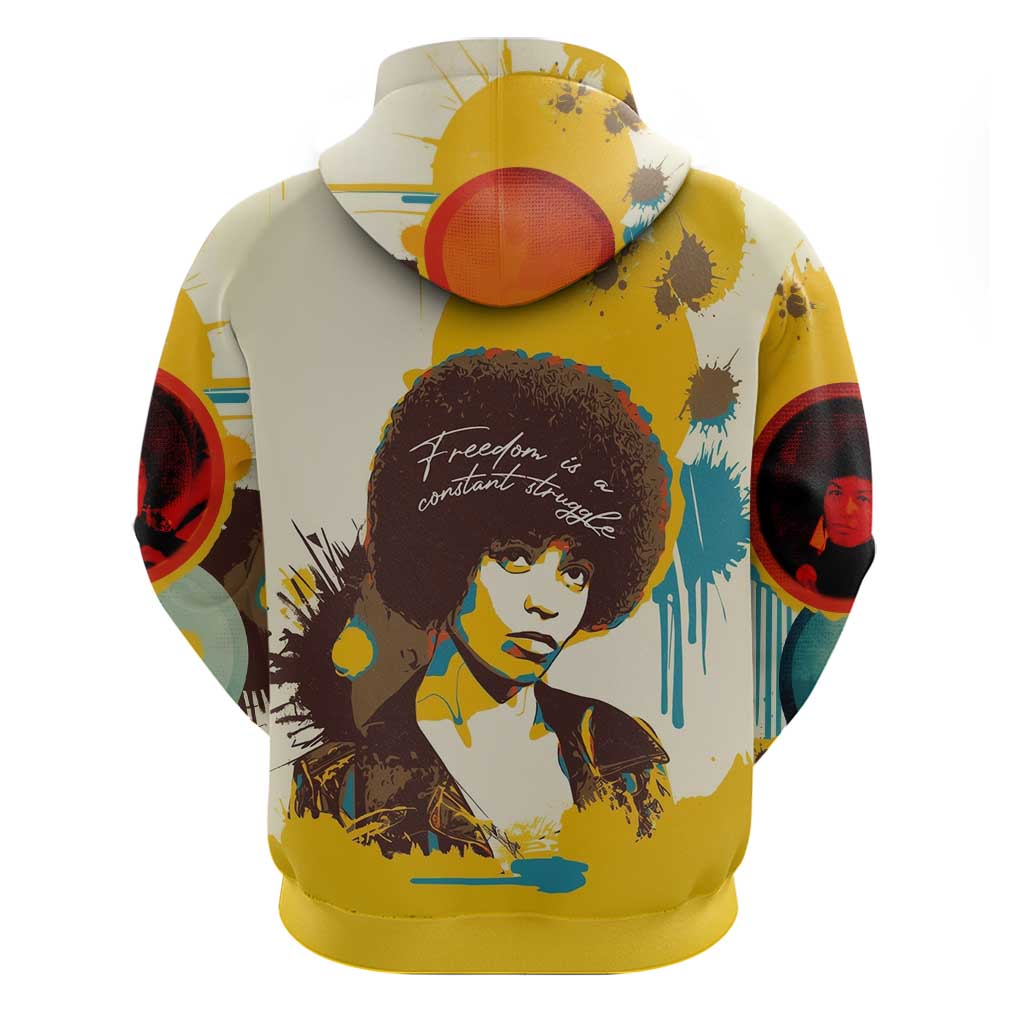 Angela Davis Hoodie Bold Pop Art Style Freedom Is a Constant Struggle Quote Civil Rights Activist - African Pride