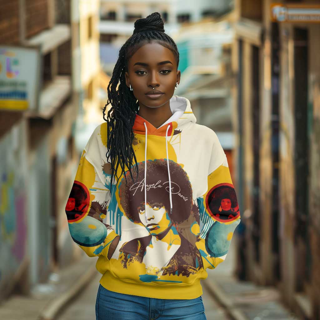 Angela Davis Hoodie Bold Pop Art Style Freedom Is a Constant Struggle Quote Civil Rights Activist - African Pride