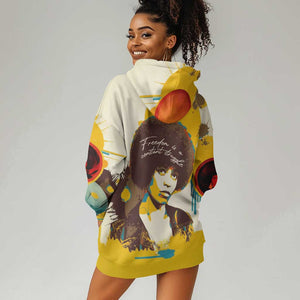 Angela Davis Hoodie Dress Bold Pop Art Style Freedom Is a Constant Struggle Quote Civil Rights Activist - African Pride
