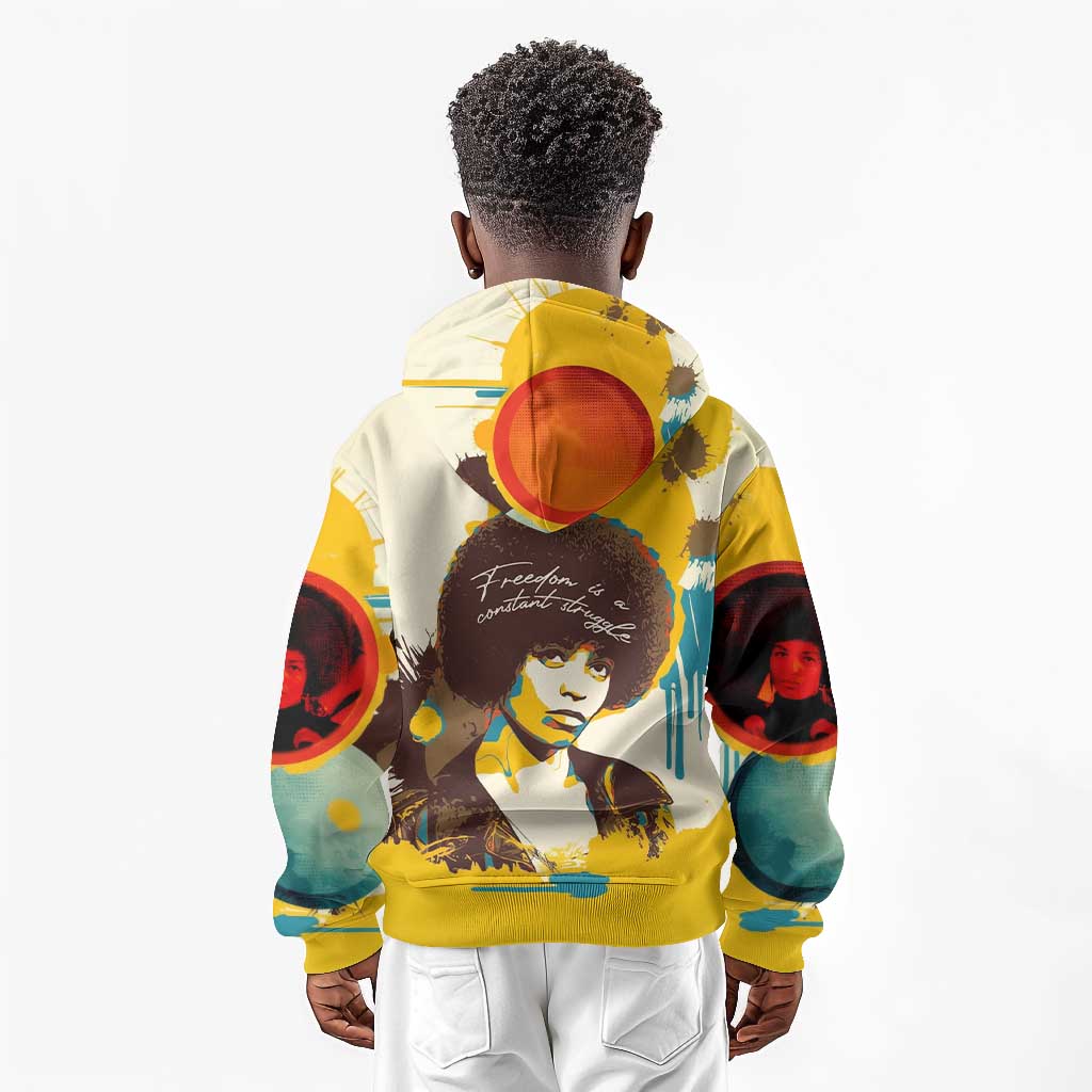 Angela Davis Kid Hoodie Bold Pop Art Style Freedom Is a Constant Struggle Quote Civil Rights Activist - African Pride