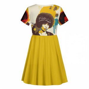 Angela Davis Kid Short Sleeve Dress Bold Pop Art Style Freedom Is a Constant Struggle Quote Civil Rights Activist TS04