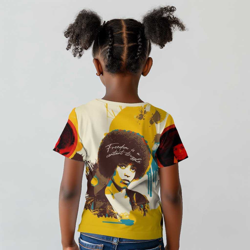 Angela Davis Kid T shirt Bold Pop Art Style Freedom Is a Constant Struggle Quote Civil Rights Activist TS04