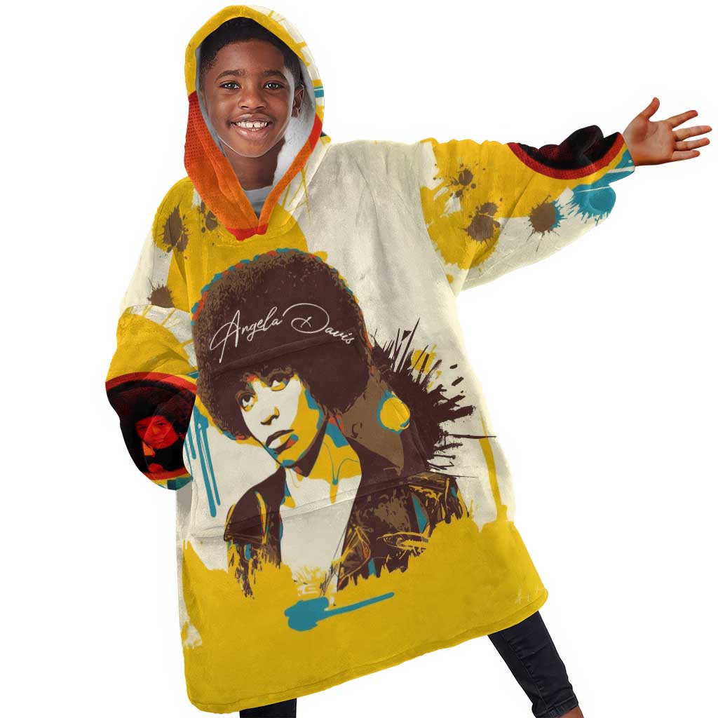 Angela Davis Kid Wearable Blanket Hoodie Bold Pop Art Style Freedom Is a Constant Struggle Quote Civil Rights Activist - African Pride