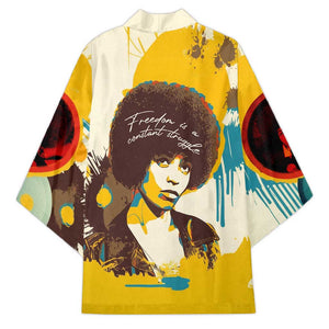 Angela Davis Kimono Bold Pop Art Style Freedom Is a Constant Struggle Quote Civil Rights Activist - African Pride