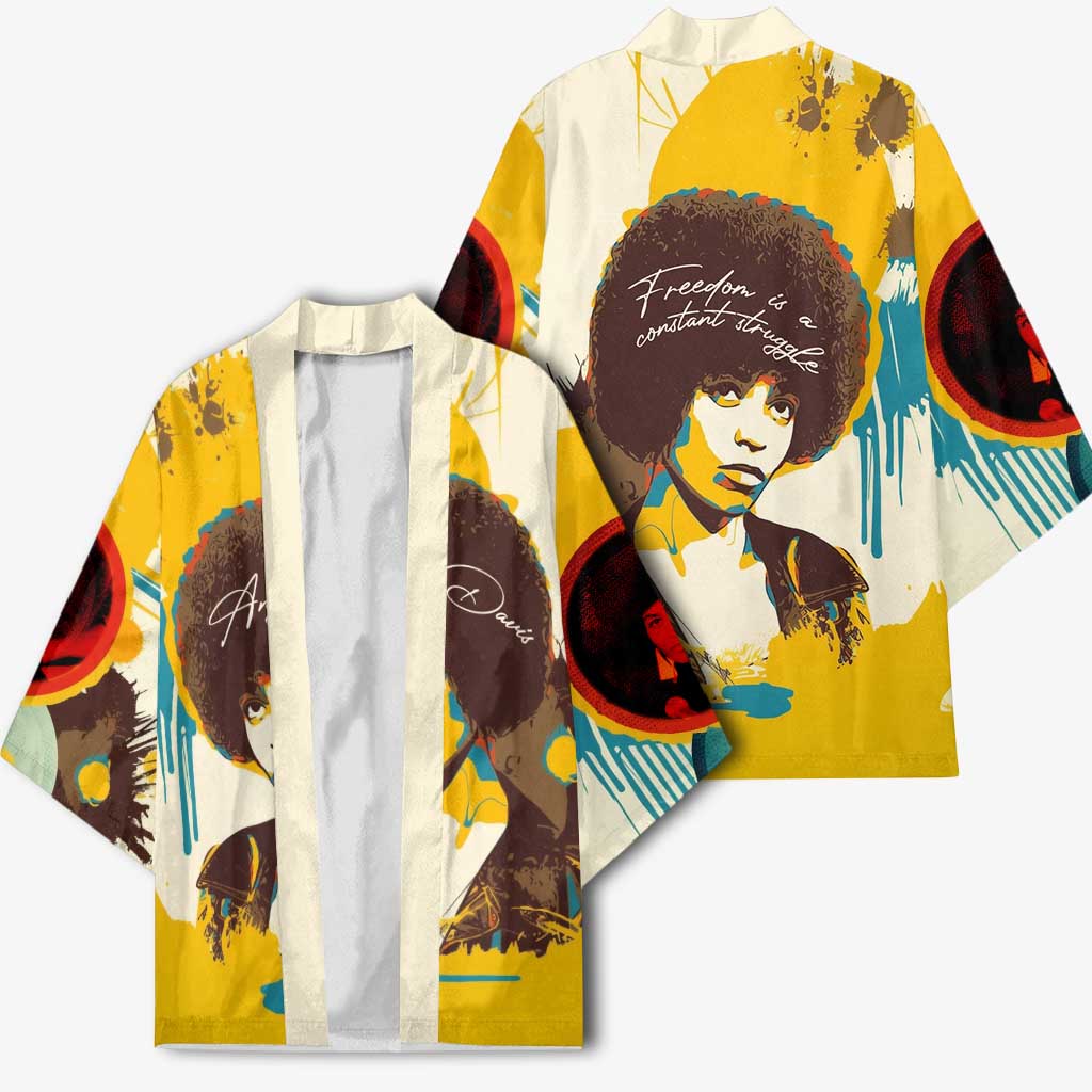 Angela Davis Kimono Bold Pop Art Style Freedom Is a Constant Struggle Quote Civil Rights Activist - African Pride
