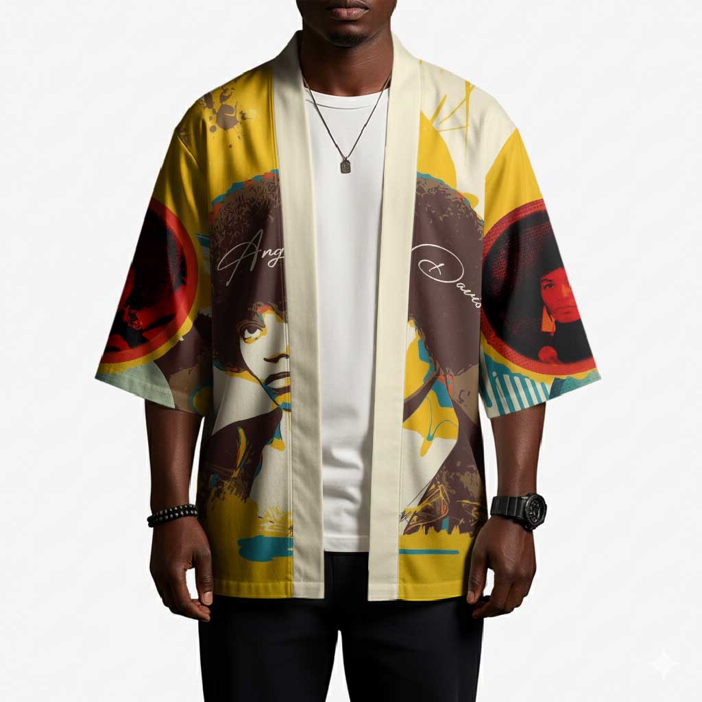 Angela Davis Kimono Bold Pop Art Style Freedom Is a Constant Struggle Quote Civil Rights Activist - African Pride