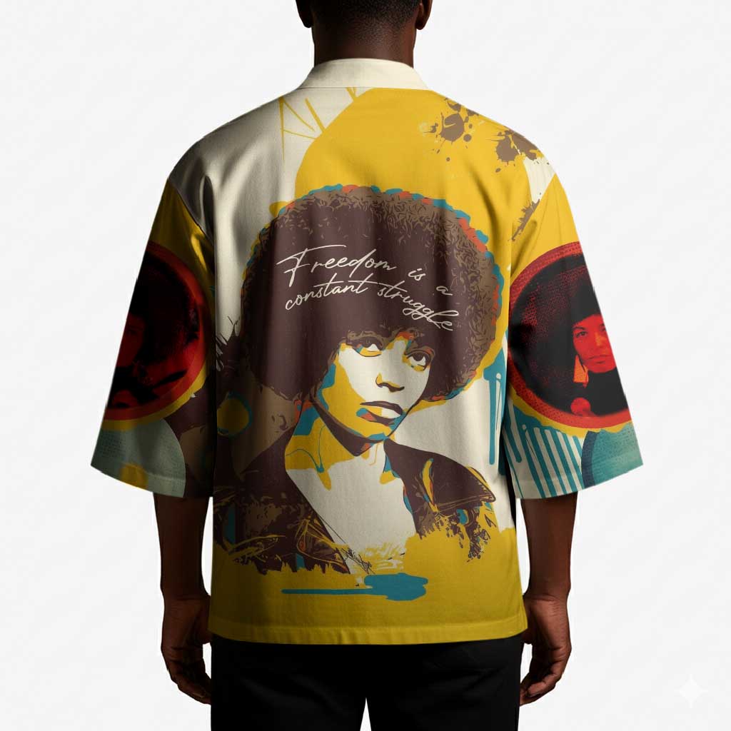 Angela Davis Kimono Bold Pop Art Style Freedom Is a Constant Struggle Quote Civil Rights Activist - African Pride
