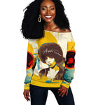Angela Davis Off Shoulder Sweater Bold Pop Art Style Freedom Is a Constant Struggle Quote Civil Rights Activist - African Pride