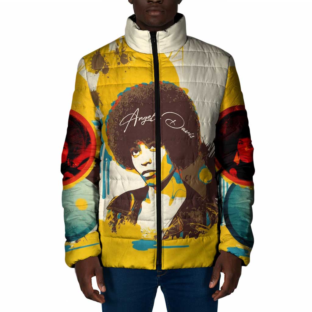 Angela Davis Padded Jacket Bold Pop Art Style Freedom Is a Constant Struggle Quote Civil Rights Activist - African Pride
