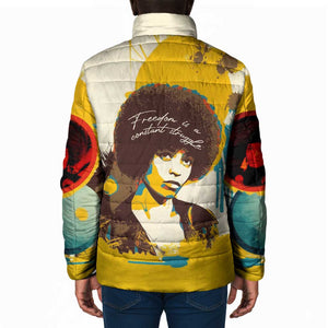 Angela Davis Padded Jacket Bold Pop Art Style Freedom Is a Constant Struggle Quote Civil Rights Activist - African Pride