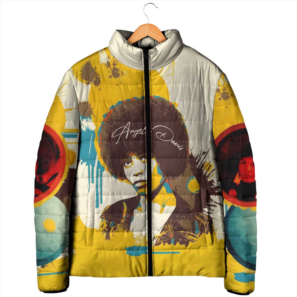 Angela Davis Padded Jacket Bold Pop Art Style Freedom Is a Constant Struggle Quote Civil Rights Activist - African Pride