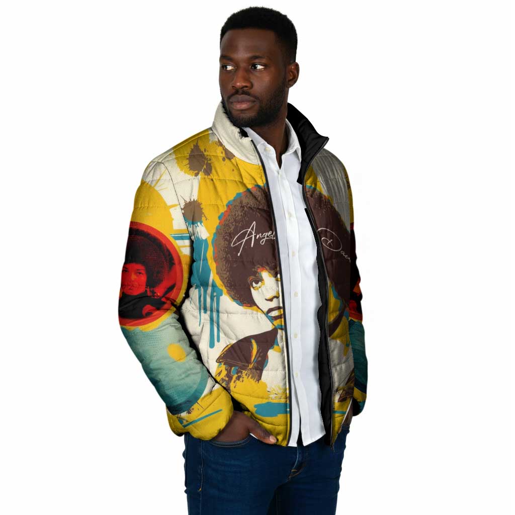 Angela Davis Padded Jacket Bold Pop Art Style Freedom Is a Constant Struggle Quote Civil Rights Activist - African Pride