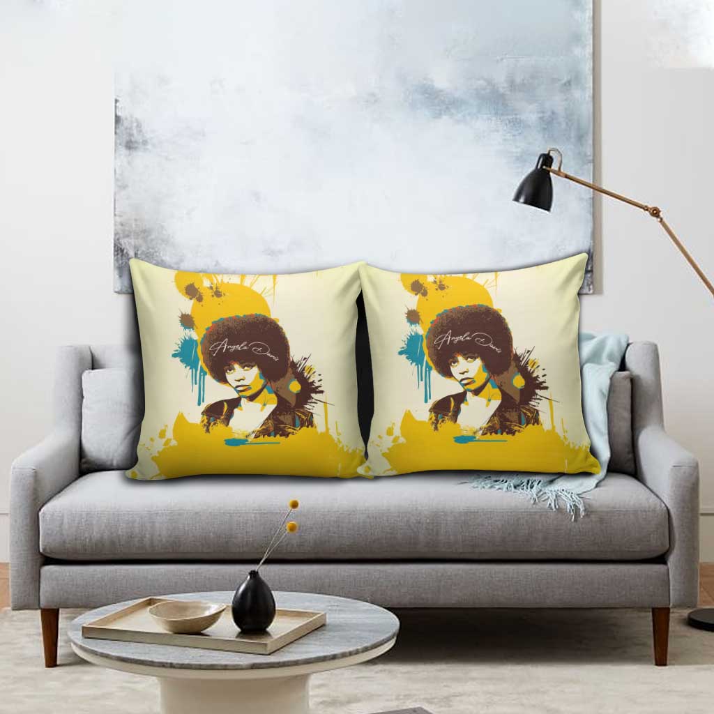 Angela Davis Pillow Cover Bold Pop Art Style Freedom Is a Constant Struggle Quote Civil Rights Activist - African Pride