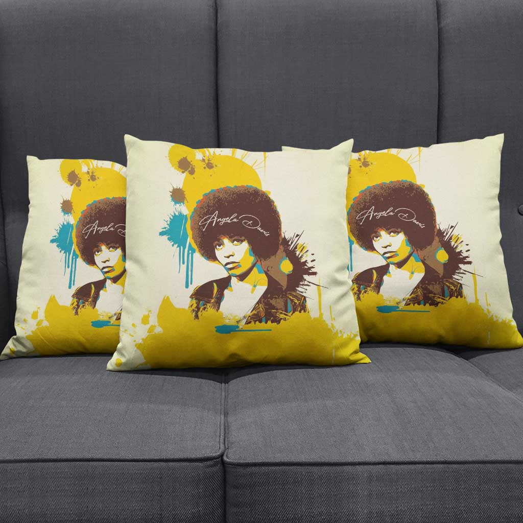 Angela Davis Pillow Cover Bold Pop Art Style Freedom Is a Constant Struggle Quote Civil Rights Activist - African Pride