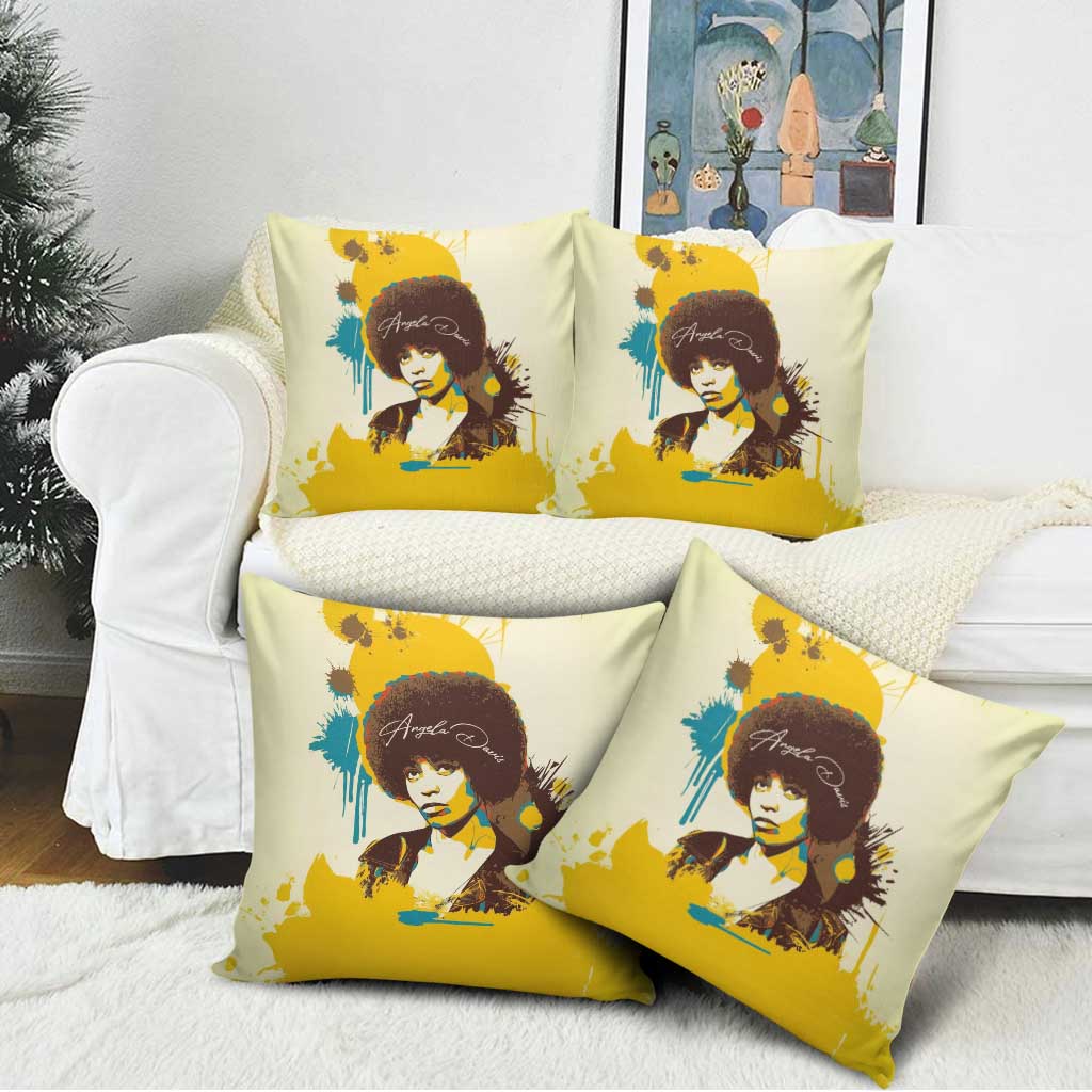 Angela Davis Pillow Cover Bold Pop Art Style Freedom Is a Constant Struggle Quote Civil Rights Activist - African Pride