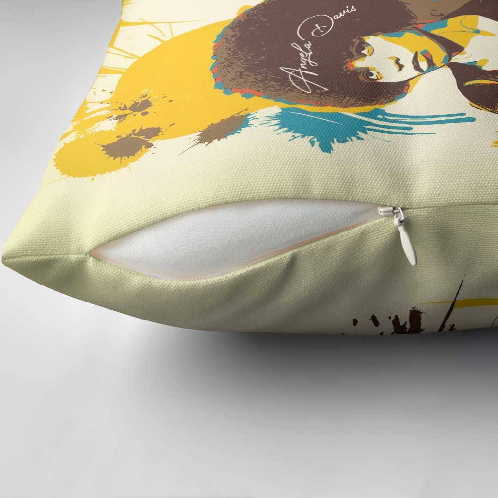 Angela Davis Pillow Cover Bold Pop Art Style Freedom Is a Constant Struggle Quote Civil Rights Activist - African Pride