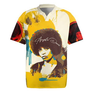 Angela Davis Rugby Jersey Bold Pop Art Style Freedom Is a Constant Struggle Quote Civil Rights Activist TS04