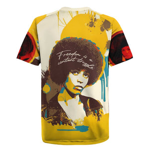 Angela Davis Rugby Jersey Bold Pop Art Style Freedom Is a Constant Struggle Quote Civil Rights Activist TS04