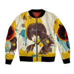 Angela Davis Sleeve Zip Bomber Jacket Bold Pop Art Style Freedom Is a Constant Struggle Quote Civil Rights Activist - African Pride